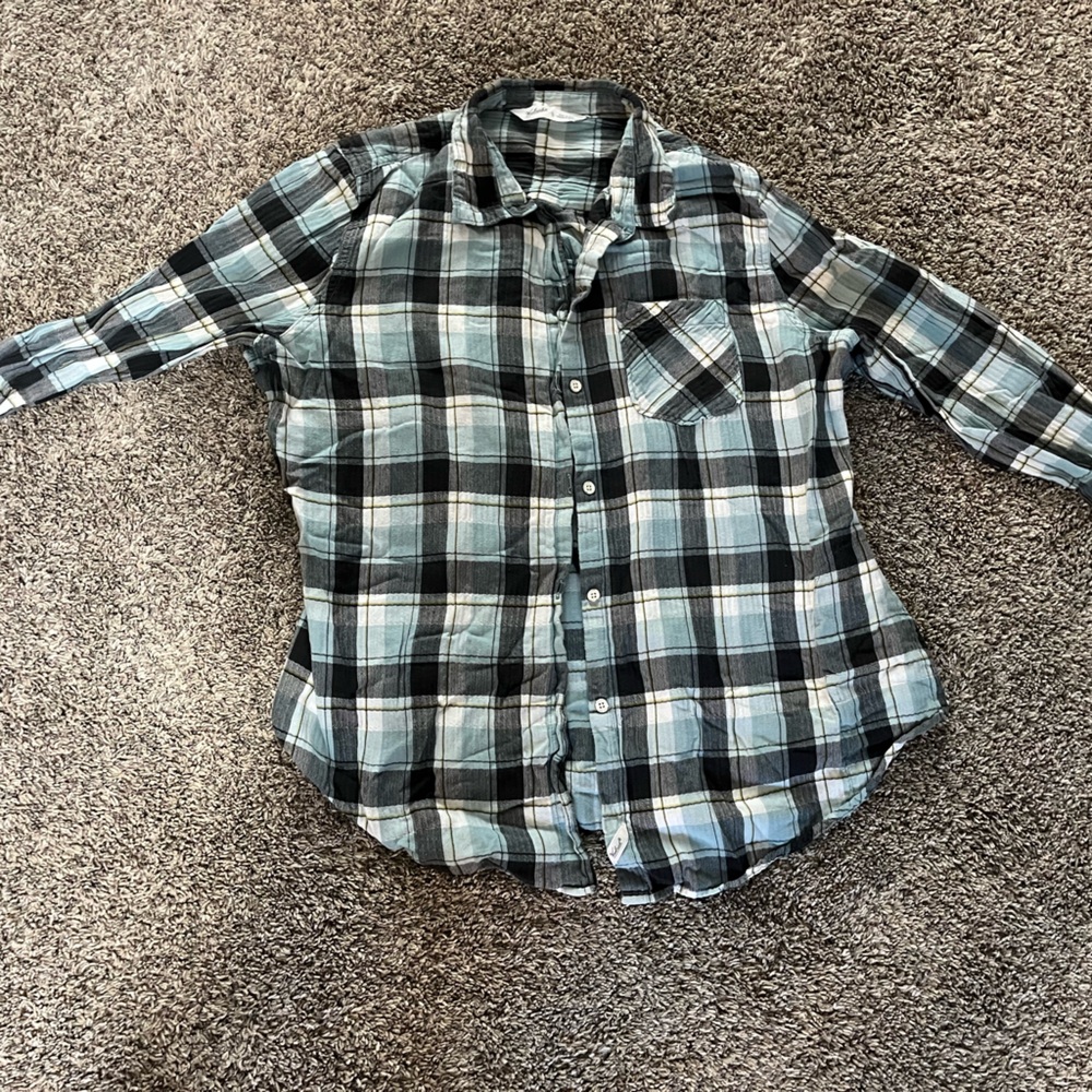 Woolrich Kids Black and Gray Plaid Button-Down Shirt